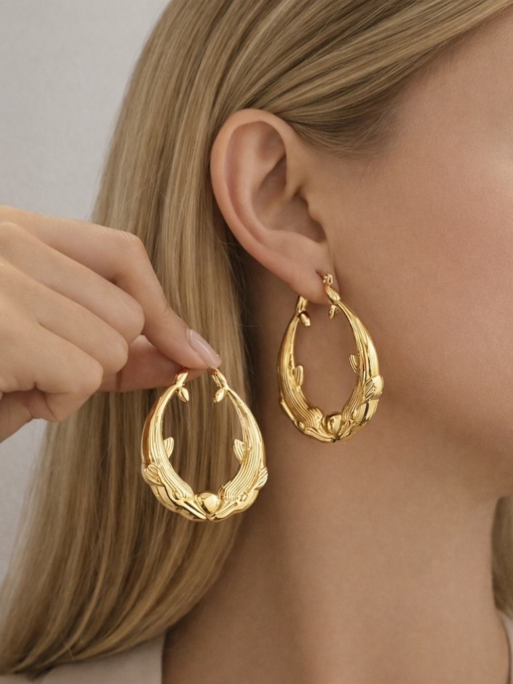 Gold Dolphin Hoop Earrings